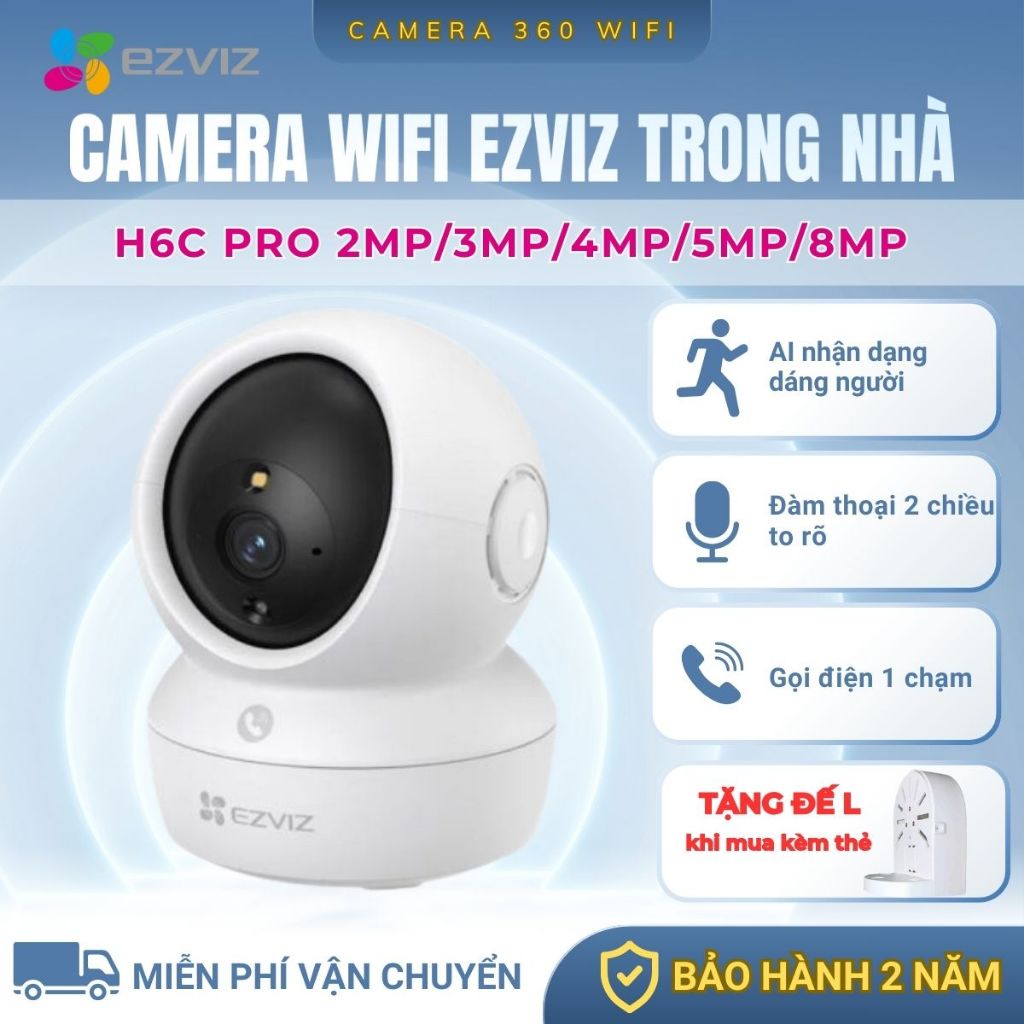 Camera Wifi Ezviz H6C Pro 2MP/3MP/4MP/5MP/8MP, Xem Đêm Có Màu, Gọi Điện 1 Chạm, Giá Rẻ, BH 2 Năm