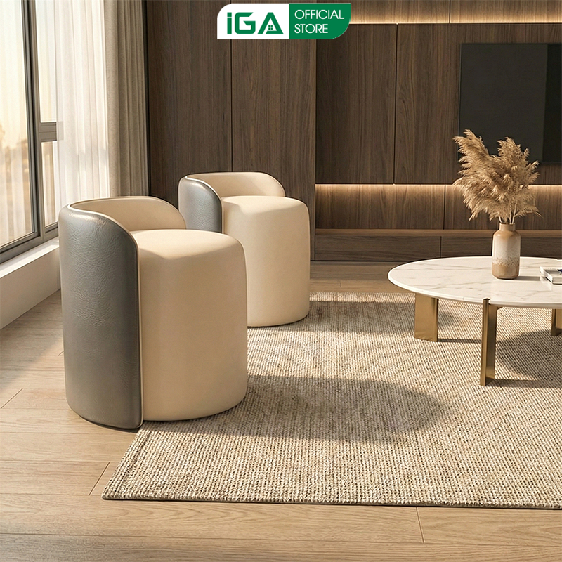 Ghế trang điểm ghế đôn sofa bọc da simili decor phòng trà thương hiệu IGA - GC51