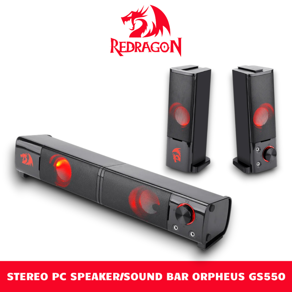 Loa Vi Tính Gaming Tích Hợp Ghép Thành Sound Bar Có Dây (USB+3.5mm) REDRAGON ORPHEUS GS550 (3W*2)