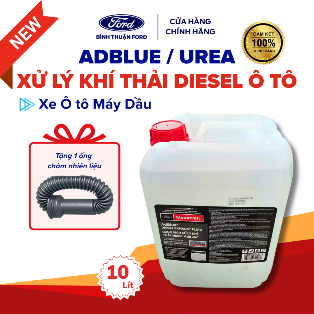 [MẪU MỚI + TẶNG ỐNG DẪN] ADBLUE Motorcraft 10L | Dung Dịch Xử Lý Khí Thải Dầu Diesel