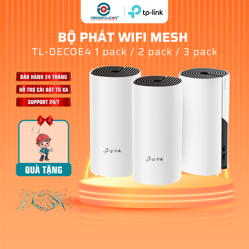 Hệ Thống Wifi Mesh TP-Link Deco E4 (1 - 2 - 3 Pack) Chuẩn AC 1200Mbps - TRANGIATELECOM