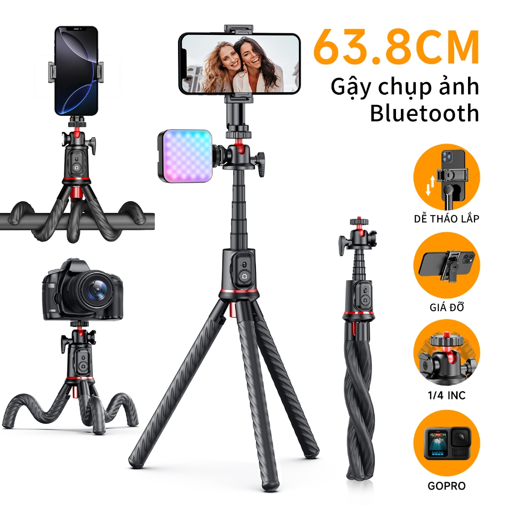 Gậy chụp ảnh tự sướng C03 Octopus Tripod Giá đỡ linh hoạt, phù hợp cho chụp ảnh/quay video bằng điện