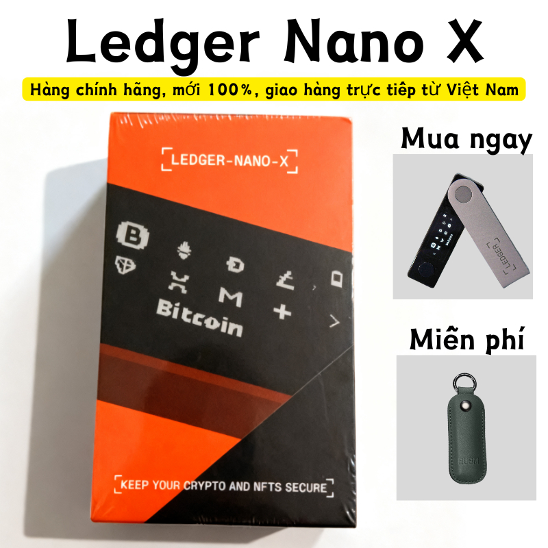 Ledger Nano X ví lạnh crypto wallet hàng chuẩn mới đầy đủ hộp bảo vệ tiền điện tử an toàn