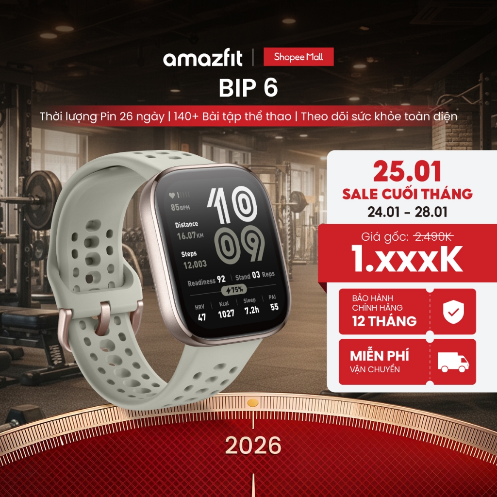 Đồng hồ thông minh Amazfit Bip 6 - 46mm | 340 mAh| GPS | Nghe gọi Bluetooth - Hàng chính hãng - Bảo hành 12 tháng