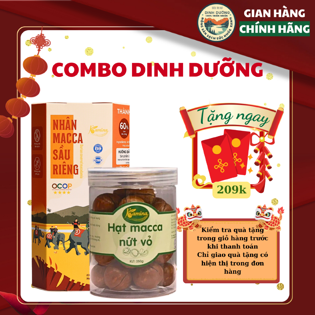 Combo Hạt Dinh Dưỡng 2 món - Nhân hạt Macca sầu riêng - Hạt Macca sấy nứt