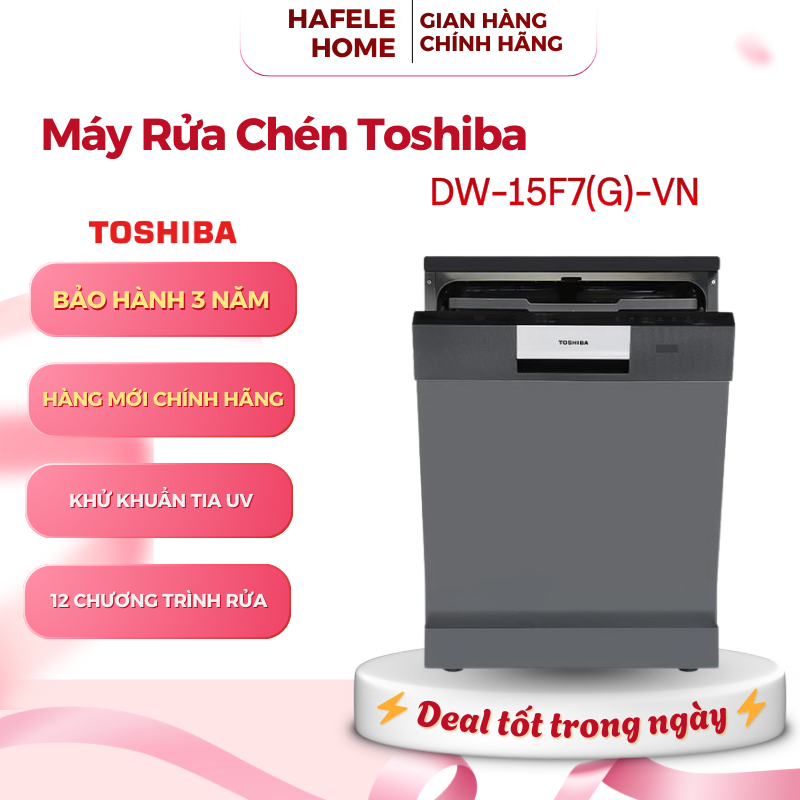 Máy Rửa Chén Toshiba DW-15F7(G)-VN - Dung Tích 15 Bộ - Công Nghệ Sấy Khí Nóng HyperDry - EEH