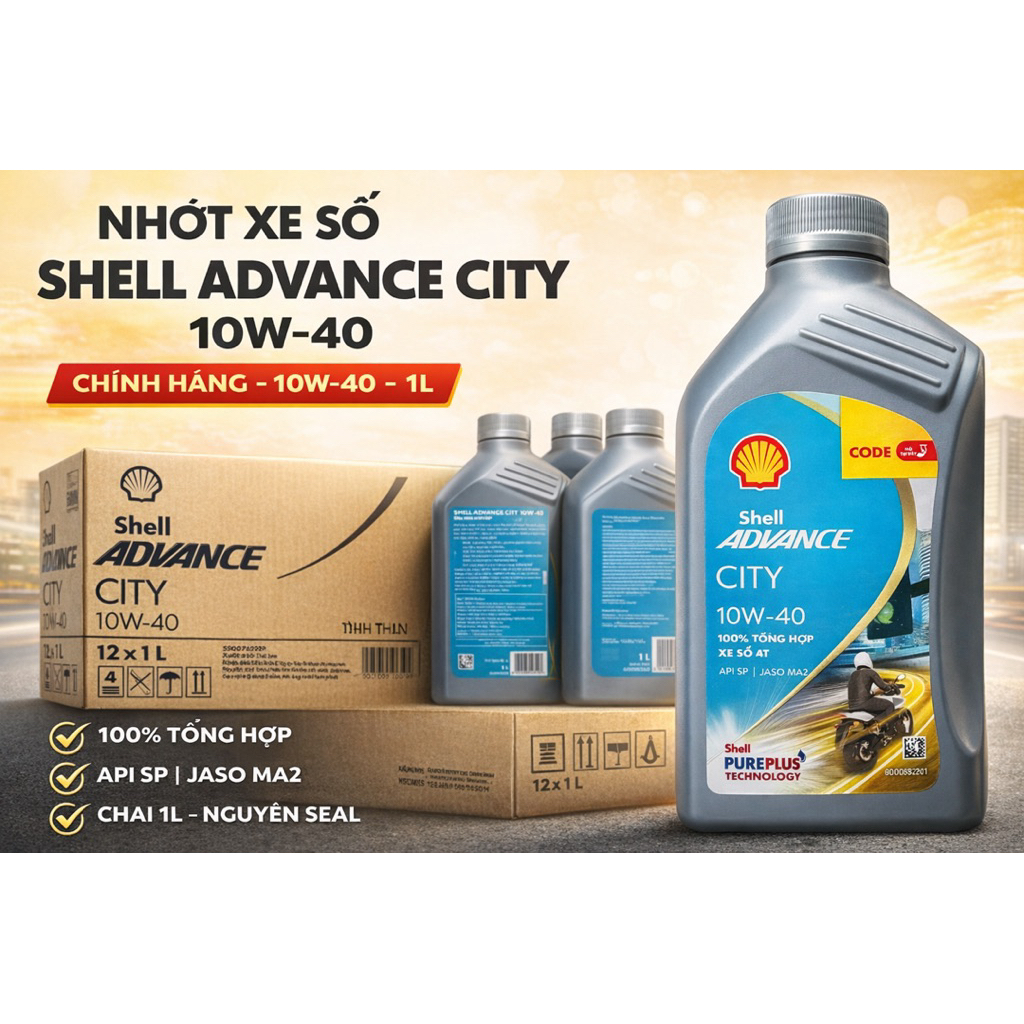 Shell Advance City 10W-40 1L – Nhớt Xe Số 4T Chính Hãng API SP