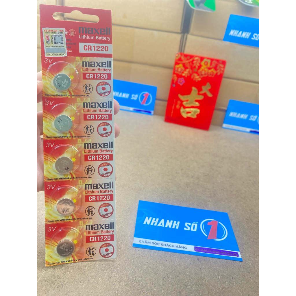 Vỉ 5 Viên Pin CR1220 Maxell Siêu Bền Hàng Chính Hãng