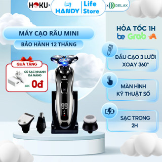 Máy cạo râu mini đa năng HOKU 3 lưỡi cắt, màn hình LED hiển thị pin, sạc nhanh 2 giờ chống thấm nước - MCR01