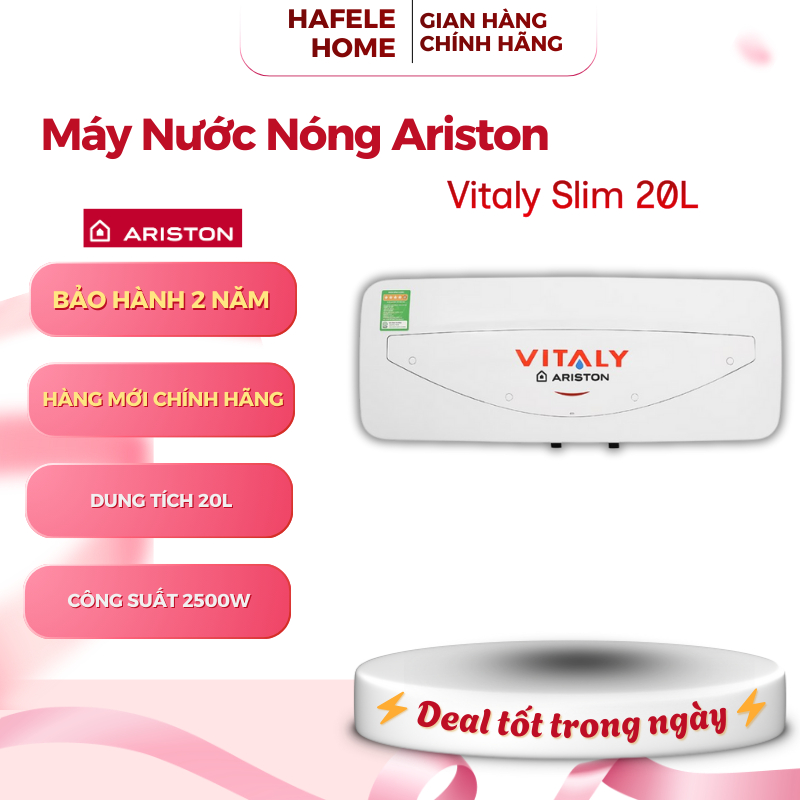 Máy Nước Nóng ARISTON 20L Vitaly Ngang - Dung tích 20L - Công Suất Làm Nóng 2500W - EEH
