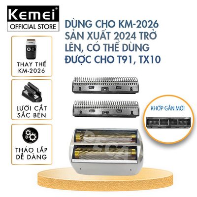 Lưỡi thay thế máy cạo râu Kemei KM-2026 dùng cho máy sản xuất từ năm 2024 trở lên - Chính hãng