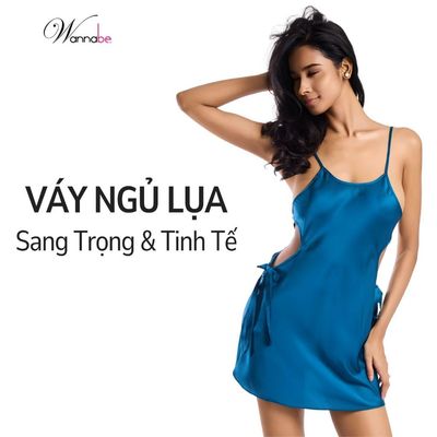 Váy ngủ nữ WANNABE lụa Latin mềm mịn mặc mát đầm ngủ 2 dây tôn dáng DNL09