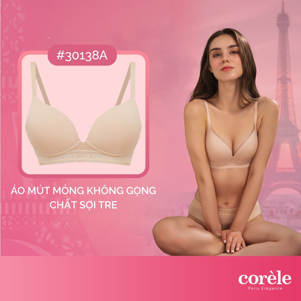 Áo ngực nữ mút mỏng nhẹ không gọng, vải sợi tre mềm mại, bản lưng to che mỡ lưng hiệu quả | CORÈLE 3