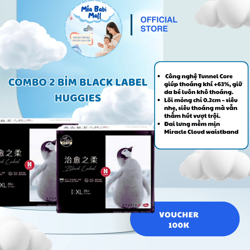 [MUA 2 TẶNG 1]Bỉm Tã Dán / Quần Huggies Black Label Siêu Mềm Mỏng Nhẹ – Thấm Hút Nhanh Size M/L/XL/X