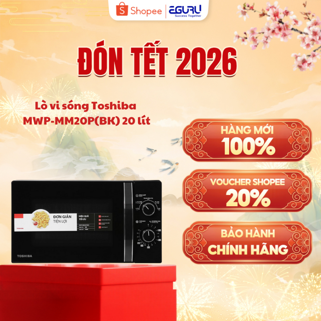 [GIAO HỎA TỐC] Lò Vi Sóng Toshiba MWP-MM20P(BK) - Dung Tích 20 lít - 700W - BH Chính Hãng 12 Tháng