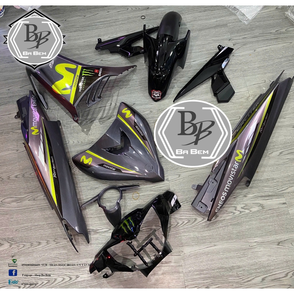 Dàn áo exciter 135 xám đen mới chính hãng (tặng kèm tem 3 lớp dán sẵn)