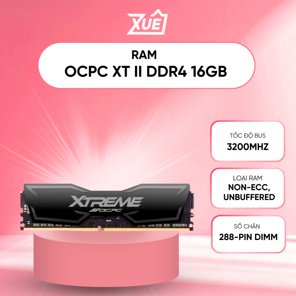 RAM OCPC XT II DDR4 16GB (8GB ×2) 3200MHz C16 Dual Channel – Tản nhiệt đen