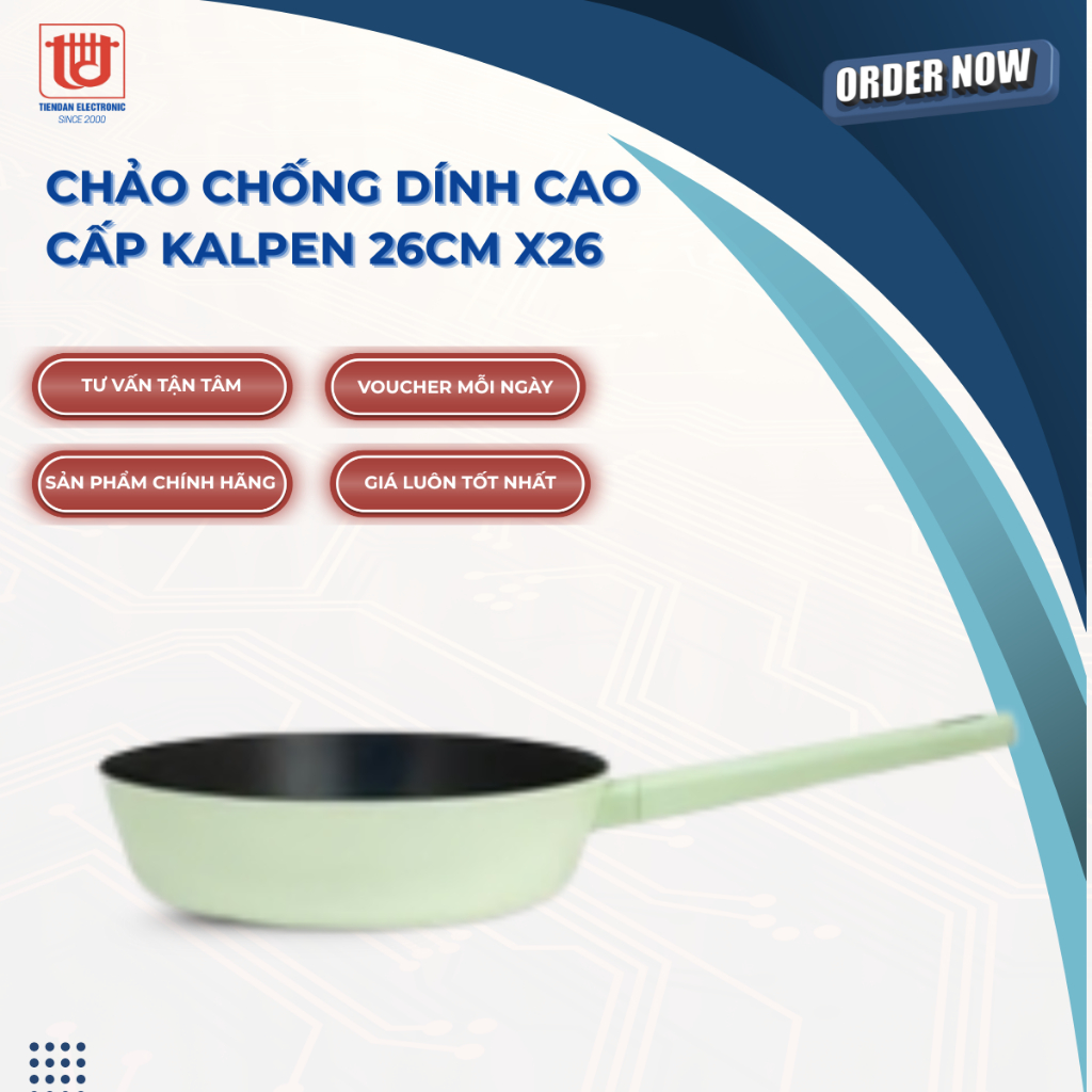 Kalpen Chảo Chống Dính Cao Cấp Eder màu xanh (X26 - X28) - Size 26 - 28cm