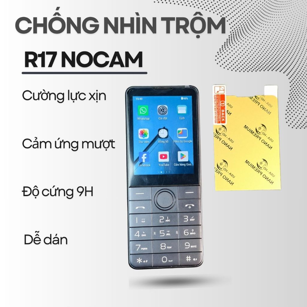 Chống nhìn trộm cho Điện thoại R17 Nocam 2 Sim - Bản không camera - Cường lực xịn mỏng cảm ứng tốt