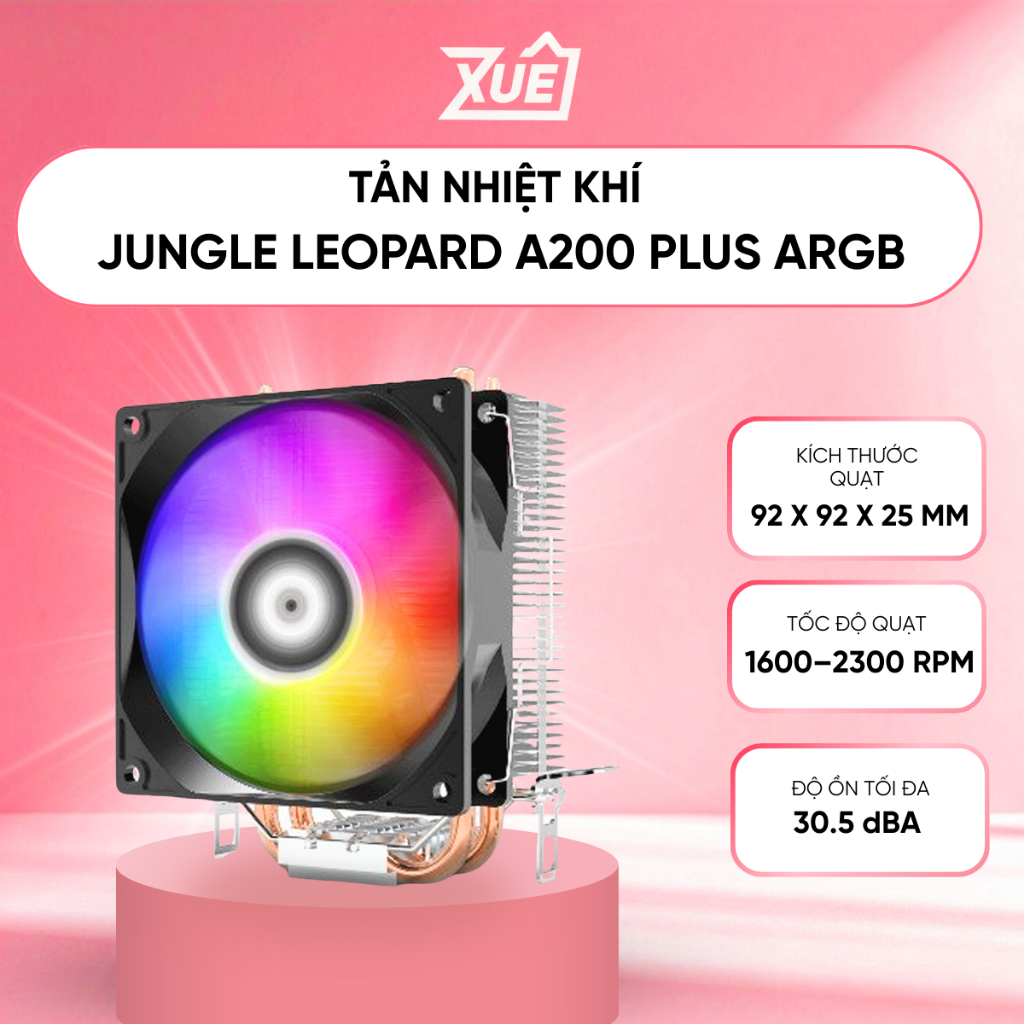 Tản nhiệt CPU Jungle Leopard A200 Plus – ARGB, quạt 92mm, tương thích Intel & AMD