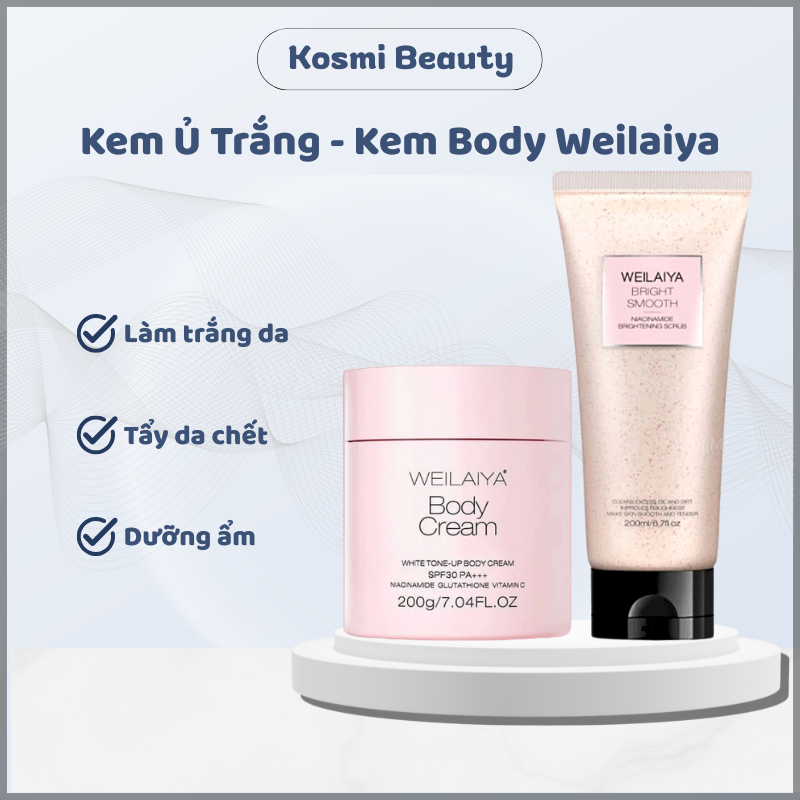 Kem ủ trắng da Weilaiya tẩy da chết Weilaiya kem body nâng tone hoa trà Weilaiya - Kosmi Beauty
