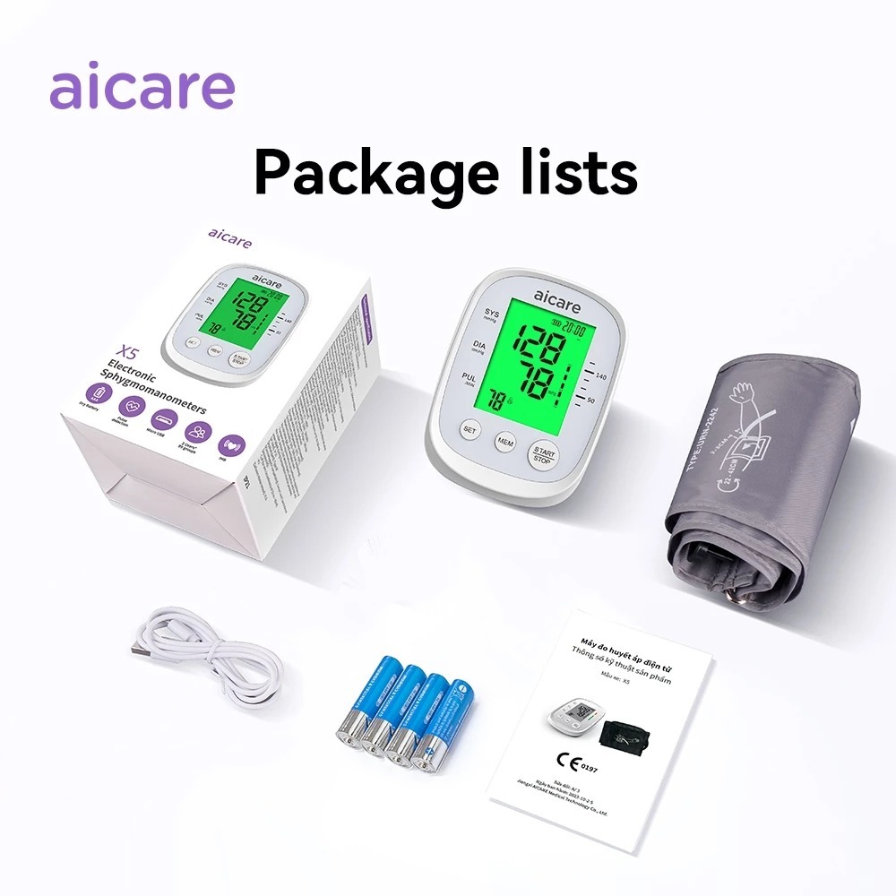 Máy Đo Huyết Áp AICARE Chính Hãng, Tự Động Đo Tại Nhà Phiên Bản Cao Cấp, Đọc Kết Quả Chính Xác