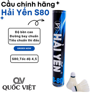 Cầu Hải Yến S80 chính hãng Quốc Việt Badminton độ bền cao, phù hợp thi đấu trong nhà và ngoài trời
