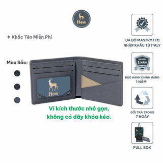 (Có Khắc Tên) Bóp Nam Cao Cấp HOW Thiết Kế Ngăn Chéo Bắt Mắt Cá Tính Chất Da Chính Hãng Italy HN15