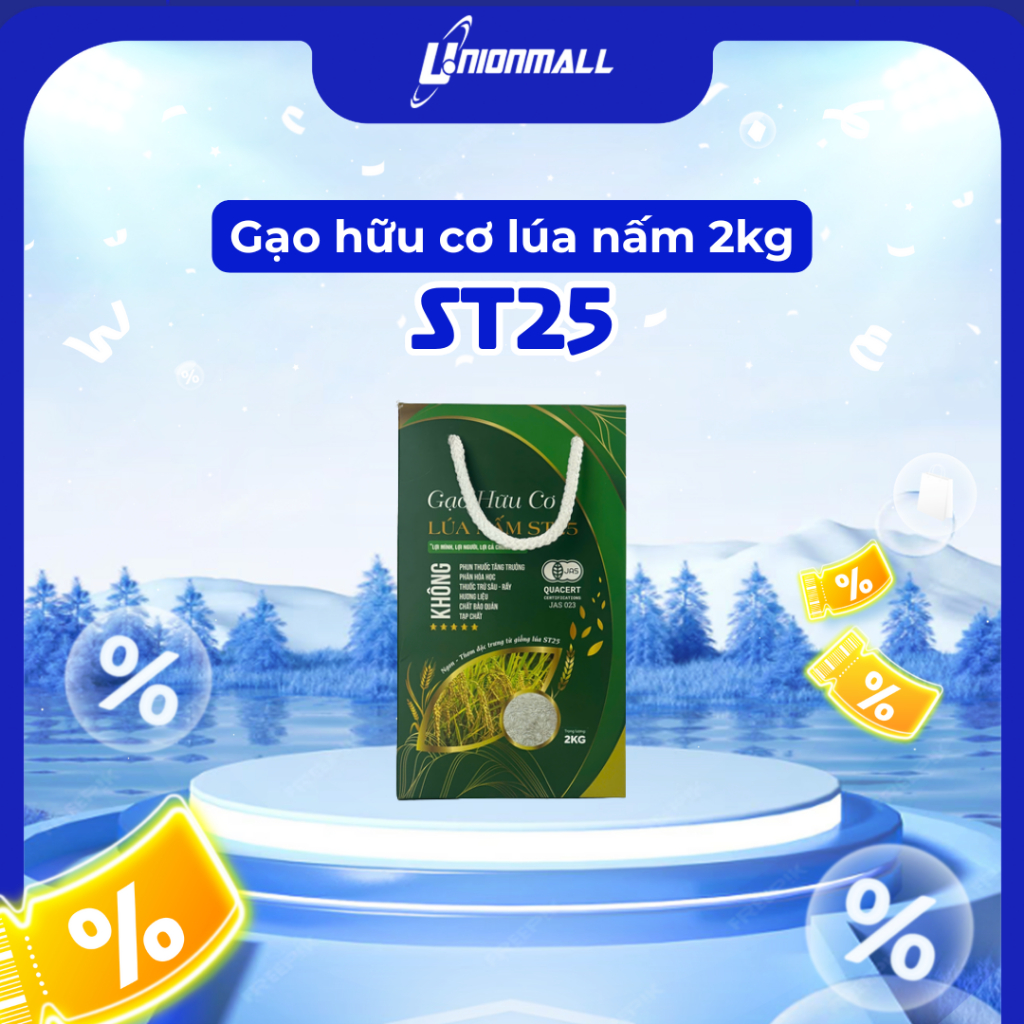 GẠO HỮU CƠ LÚA NẤM ST25 - HỘP 2KG