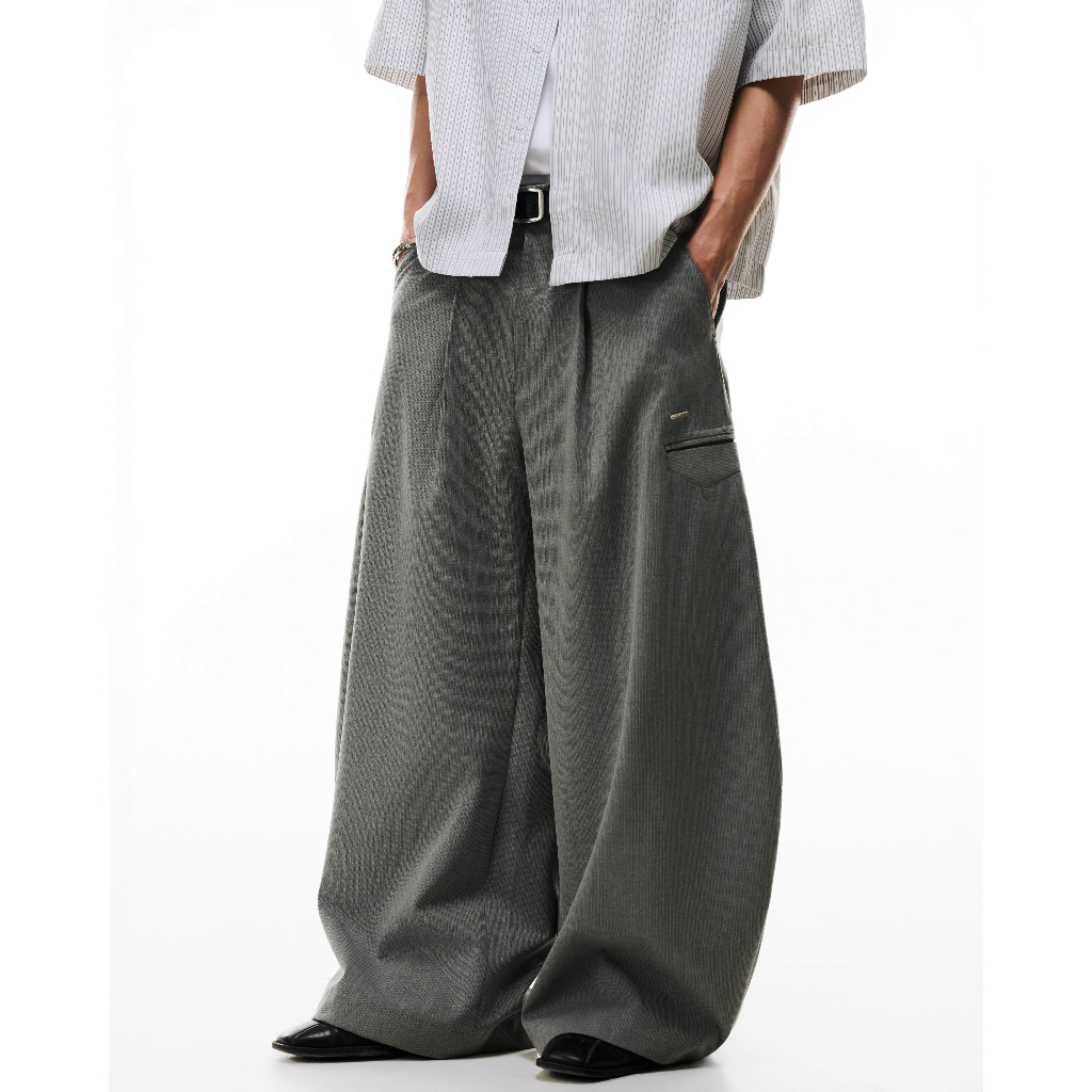 PROJECT 95 - QUẦN TÂY ỐNG RỘNG / ỐNG CONG CHẤT LIỆU DÀY DẶN V-POCKET WIDE TROUSERS