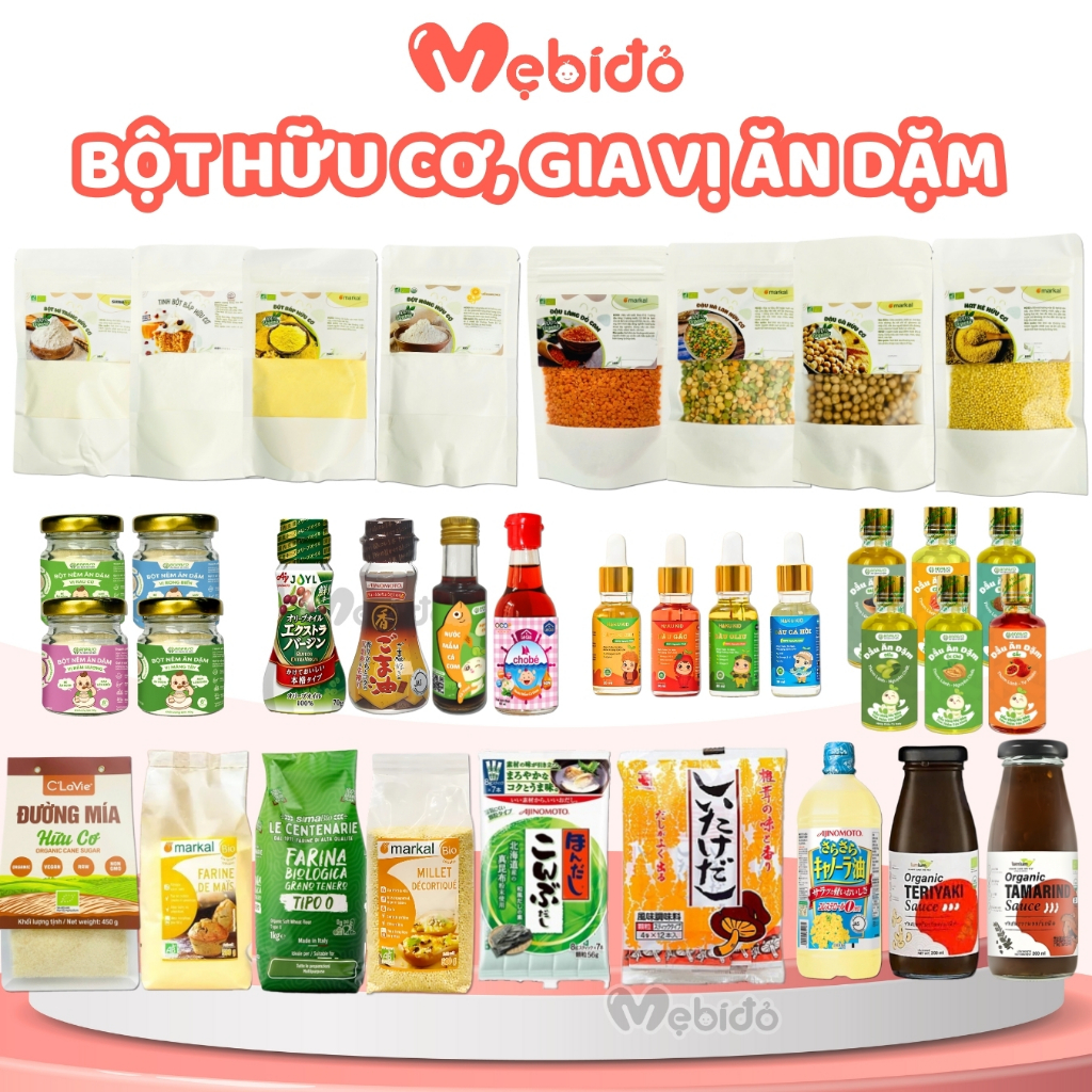 [DATE MỚI] Combo Các Gia Vị Ăn Dặm Cho Bé, Gia Vị Hữu Cơ, Nước Mắm, Tương, Đường, Sốt Nấu Ăn Dặm - Shop Mẹ Bí Đỏ