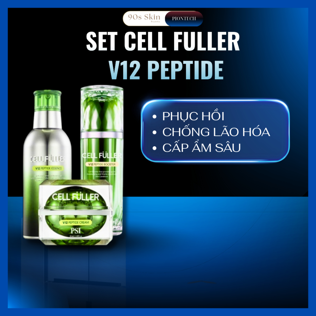 Bộ 3 dưỡng da PSI Cell Fuller V12 Peptide PionTech Làm đầy tế bào - 90SSKIN Hàng Chính Hãng