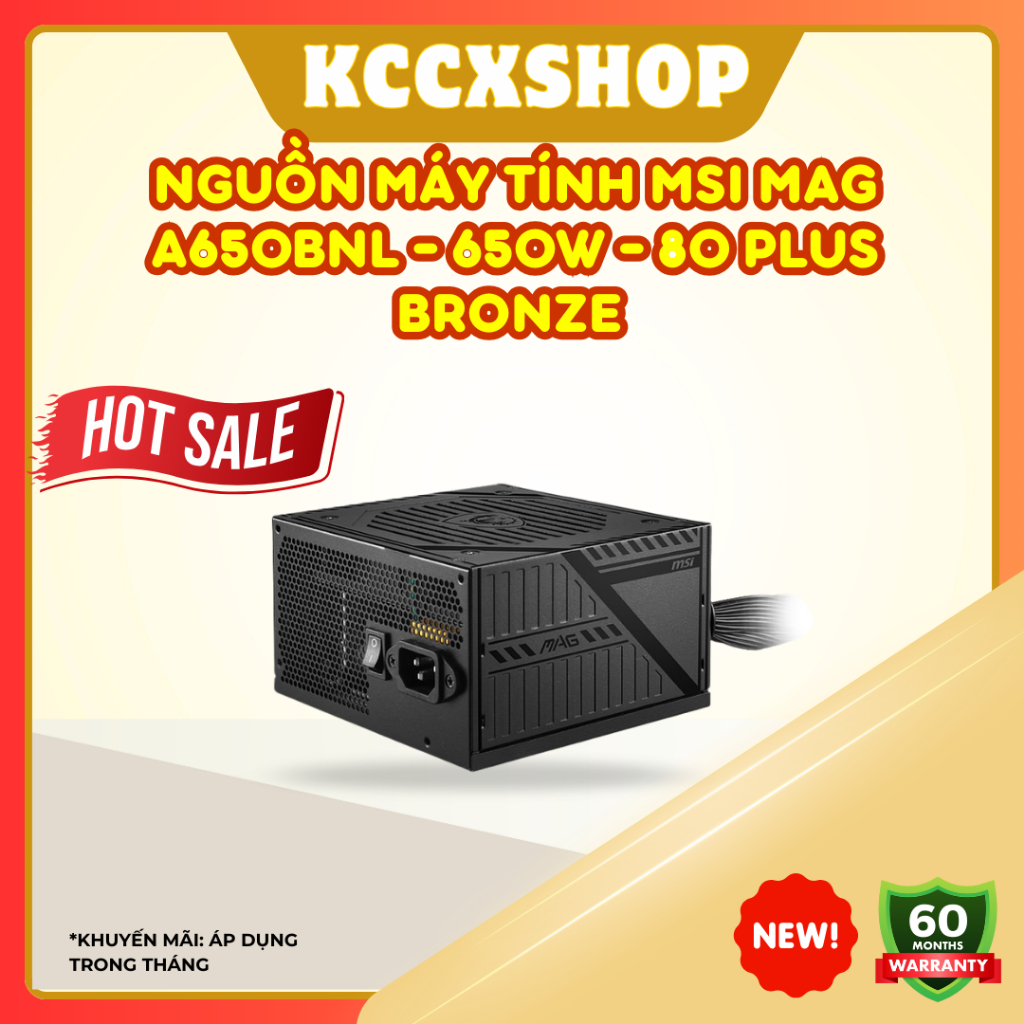 Nguồn máy tính MSI MAG A650BNL – 650W – 80 Plus Bronze | Bảo hành 60 tháng