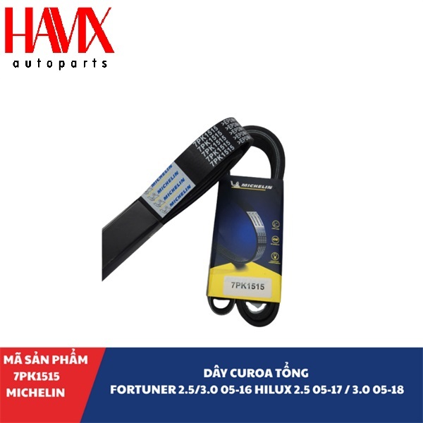 Dây Curoa Tổng Xe Fortuner 2.5/3.0 05-16 Hilux 2.5 05-17 / 3.0 05-18 (Mã : 7PK1515 MICHELIN)
