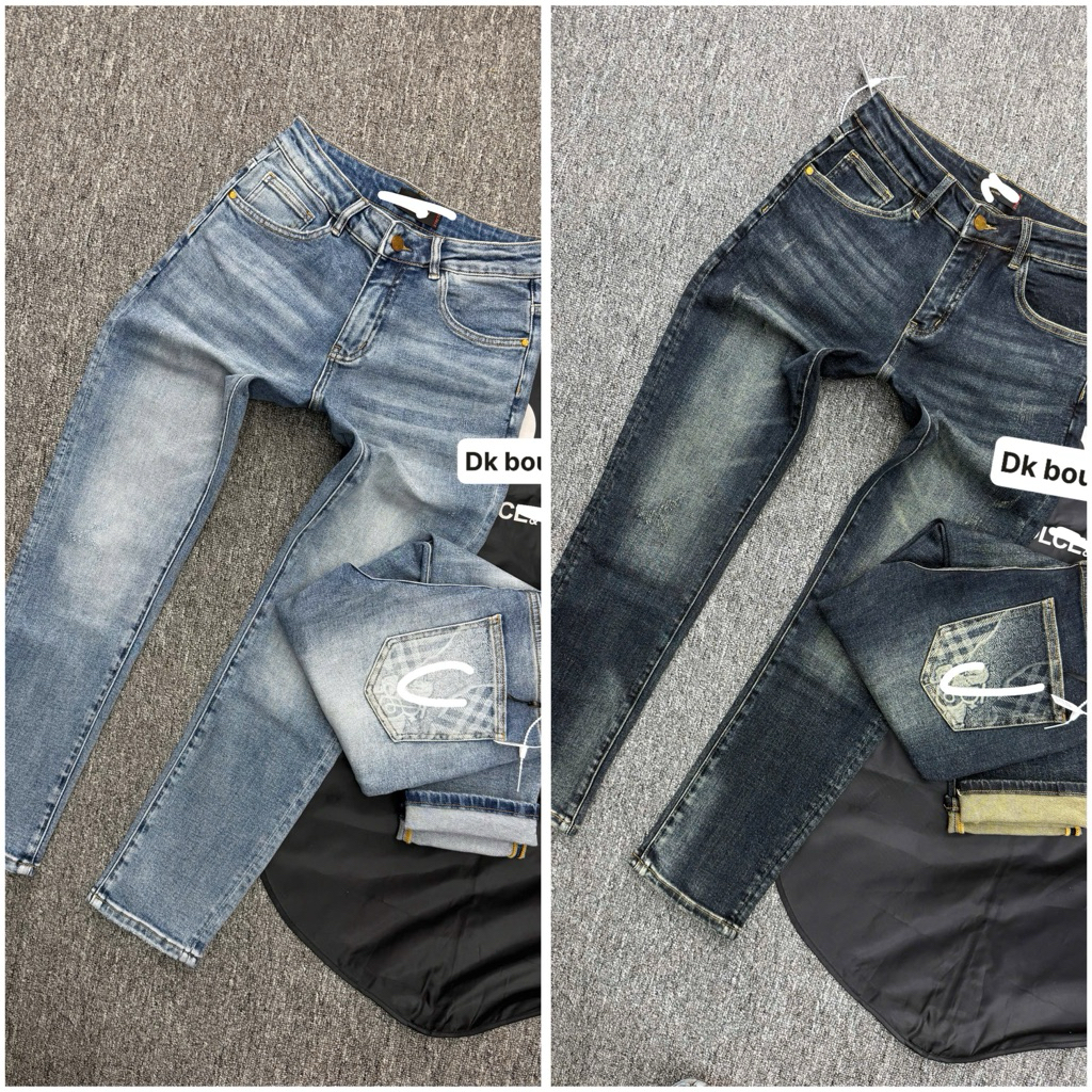 Quần Jean Nam Skinny xanh Wash Phối Họa Tiết Lưng Và Túi Sau – Mã 8275