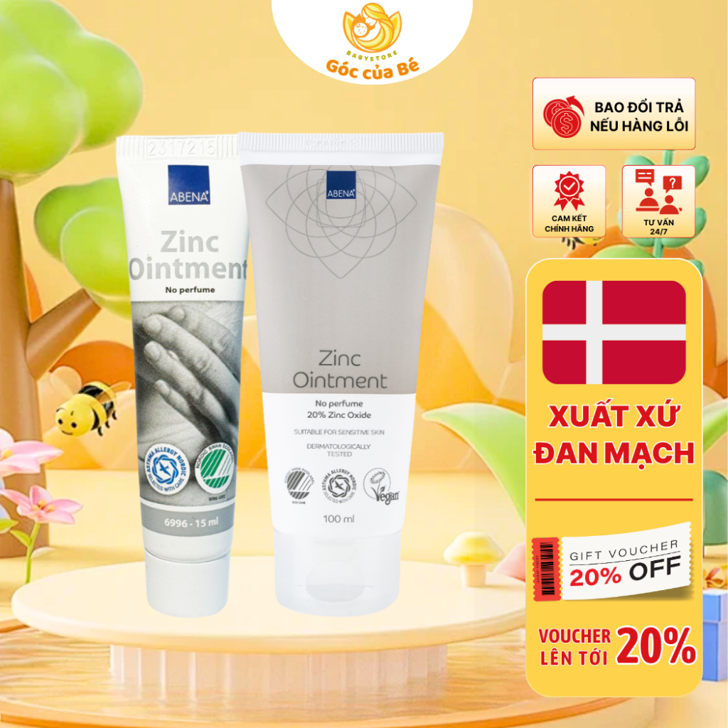 Kem Đa Năng Abena ZinC Ointment – Chứa 20% Kẽm Oxit, Làm Lành Vết Thương Nhanh - Nhập Khẩu Đan Mạch