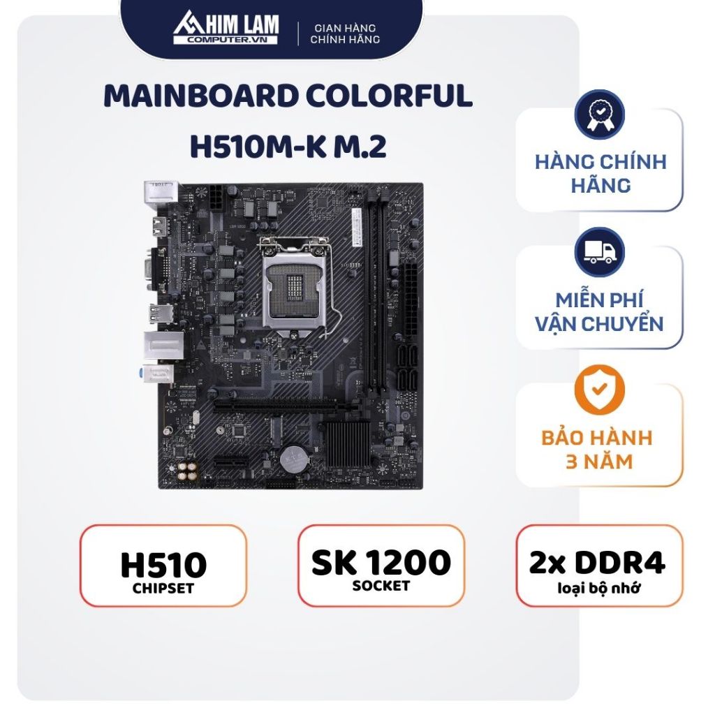 Mainboard Colorful H510M-K M.2 (Intel H510/ Intel LGA 1200/ M-ATX/ 2 khe ram) Mới _ Hàng Chính Hãng 