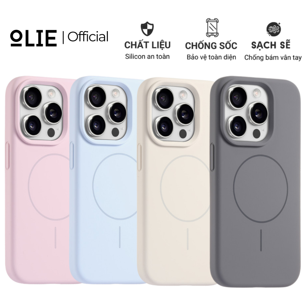 Ốp lưng OIie cho iPhone 11 12 13 14 15 Pro Promax Plus Silicon chống bẩn từ tính chống sốc sạc không dây MICROFIBER