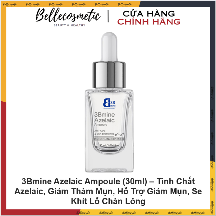 [Hàng cty] 3Bmine Azelaic Ampoule (30ml) – Tinh Chất Azelaic, Giảm Thâm Mụn, Hỗ Trợ Giảm Mụn, Se Khí
