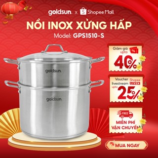 Nồi Xửng Hấp Inox Đáy Từ Goldsun Cao Cấp Dùng Được Cho Mọi Loại Bếp - GPS1510-S [BẢO HÀNH 12 THÁNG]