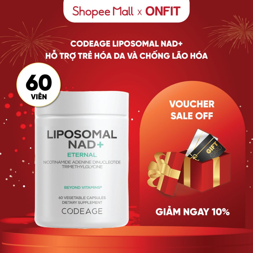 Viên Uống Ngăn Ngừa Lão Hóa Codeage Liposomal NAD+ Eternal (60 Viên) Giảm Mệt Mỏi | ONFIT