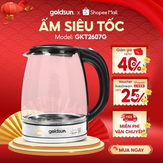 Ấm siêu tốc GKT2607G thủy tinh Borosilicate cao cấp 1.8L - Bình đun siêu tốc thủy tinh cao cấp Goldsun tự ngắt khi sôi