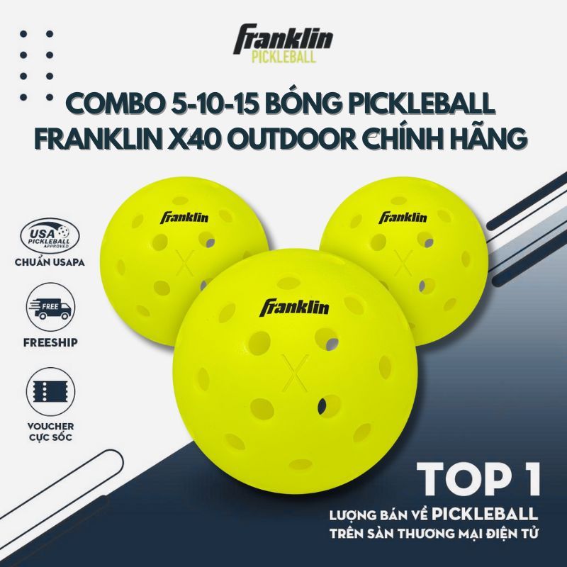 [TRỢ GIÁ] Combo 5-10-15 Bóng Franklin X40 Outdoor Chính Hãng | Chuẩn Thi Đấu Quốc Tế – Siêu Bền – Ba