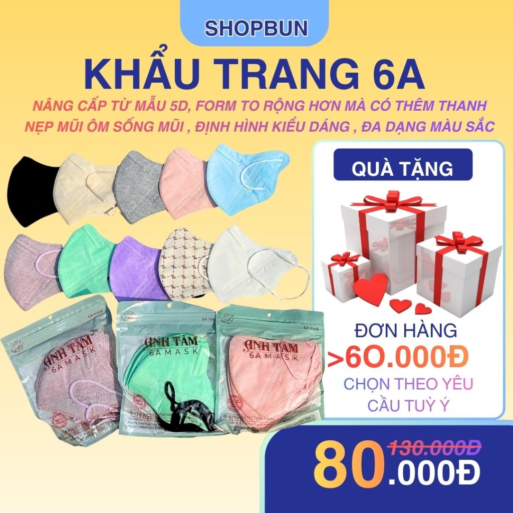 100 chiếc Khẩu trang 6A Anh Tâm Mask -90 ký vẫn dùng được