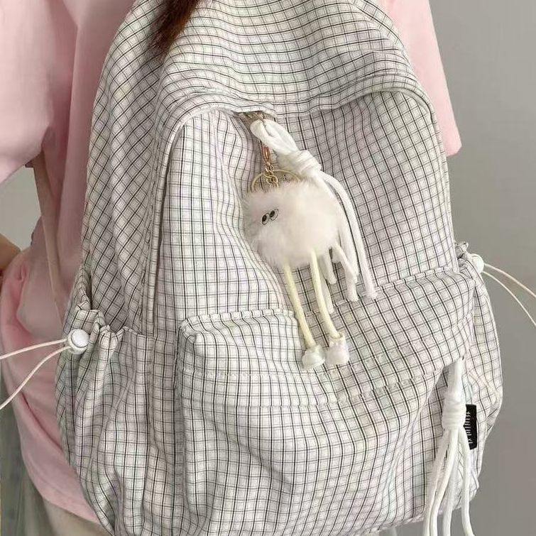 Ba lô kẻ caro đa năng thoải mái tươi mới dung tích lớn cho các cô gái túi đeo vai đơn giản cho học sinh trung học và