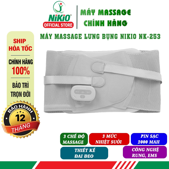 Đai massage kết hợp cố định vùng thắt lưng massage thư giãn Nikio NK-253 - Công nghệ tần số rung cao