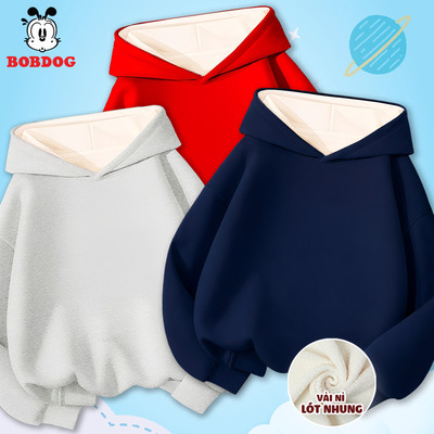 Áo hoodie trơn cho bé trai bé gái BOBDOG, áo ấm cho bé chất nỉ nhung dày dặn ấm áp dễ mặc