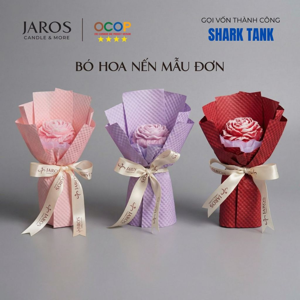 Bó hoa nến thơm mẫu đơn JAROS Candle 80g