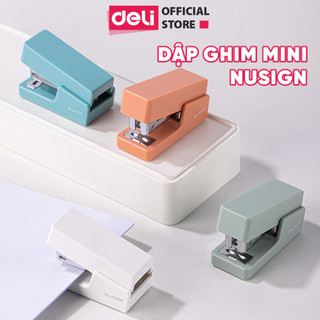 [TẶNG KÈM GHIM] Dập ghim trợ lực cao cấp NUSIGN loại 24/6 màu Xanh lá/Cam đào cho học sinh, văn phòng Nsáng