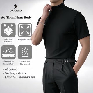 Áo Thun Thể Thao Nam ORICANO Tôn Body Cổ Cao 3 Phân Vải Thun Lạnh Co Giãn X4 Mềm Mịn Khủ Mùi Tốt AT01